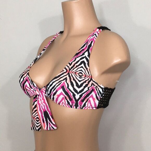 New. Volcom pink and black bikini top - Picture 3 of 3